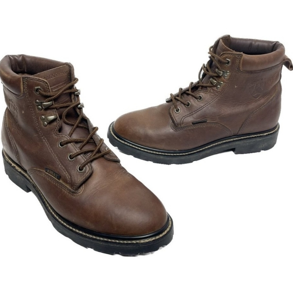 Ariat 10 Mens Work Boot Lace Up Brown Leather